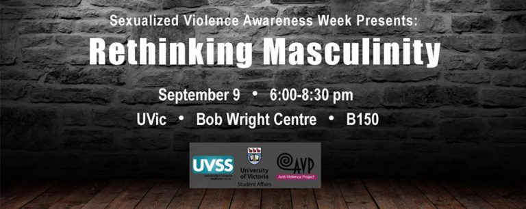 Sexualized Violence Awareness Week advert for the Rethinking Masculinity panel