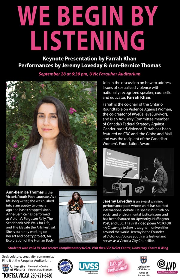 We Begin By Listening: Keynote presentation by Farrah Khan and performances by Ann-Bernice Thomas and Jeremy Loveday