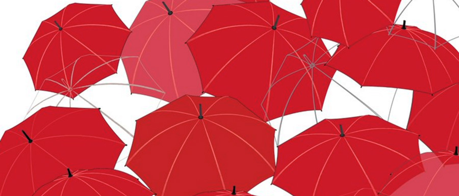 The red umbrellas of the red umbrella march